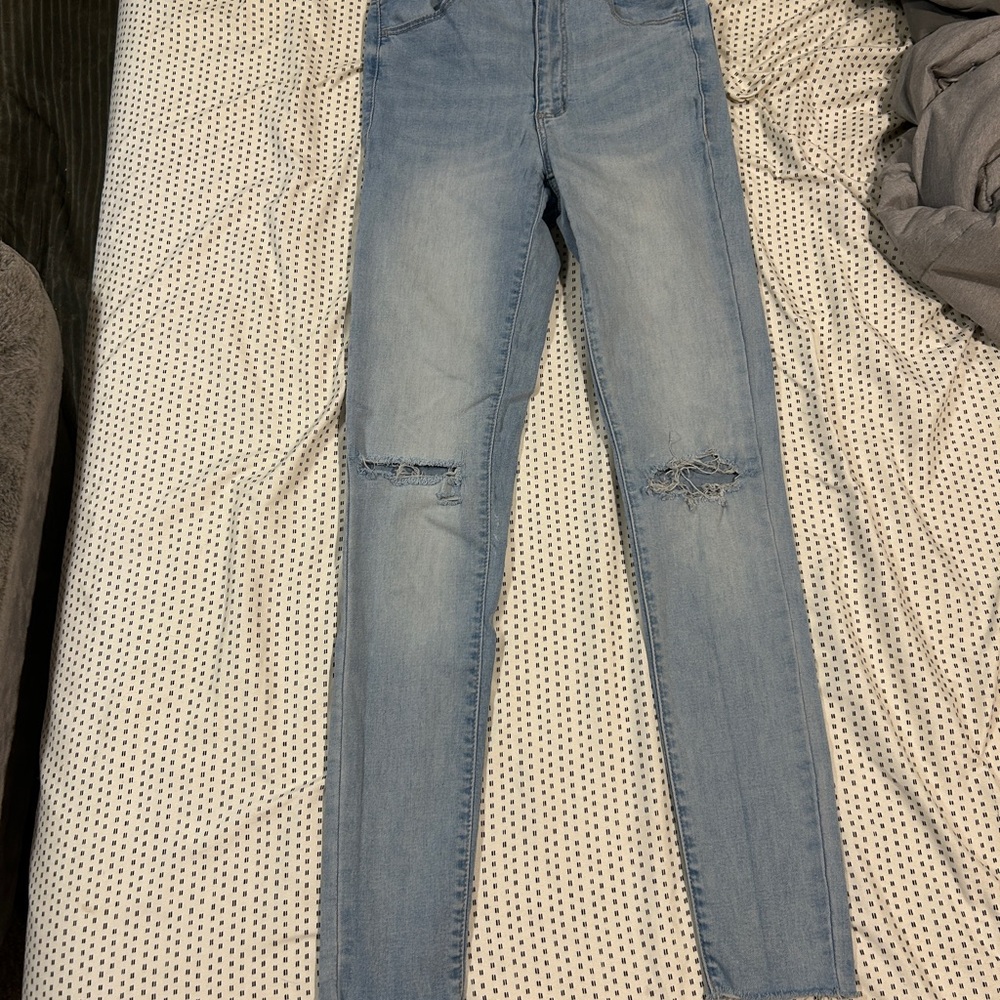 Women's Garage Light Blue Distressed Skinny Jeans